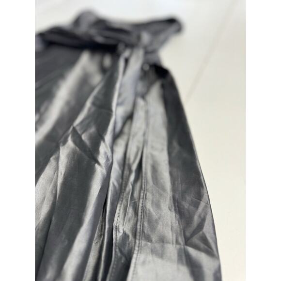 ZARA Basic Gray Grey Strapless Taffeta Bubble Cocktail Dress Back Sash Size XS - Picture 3 of 7